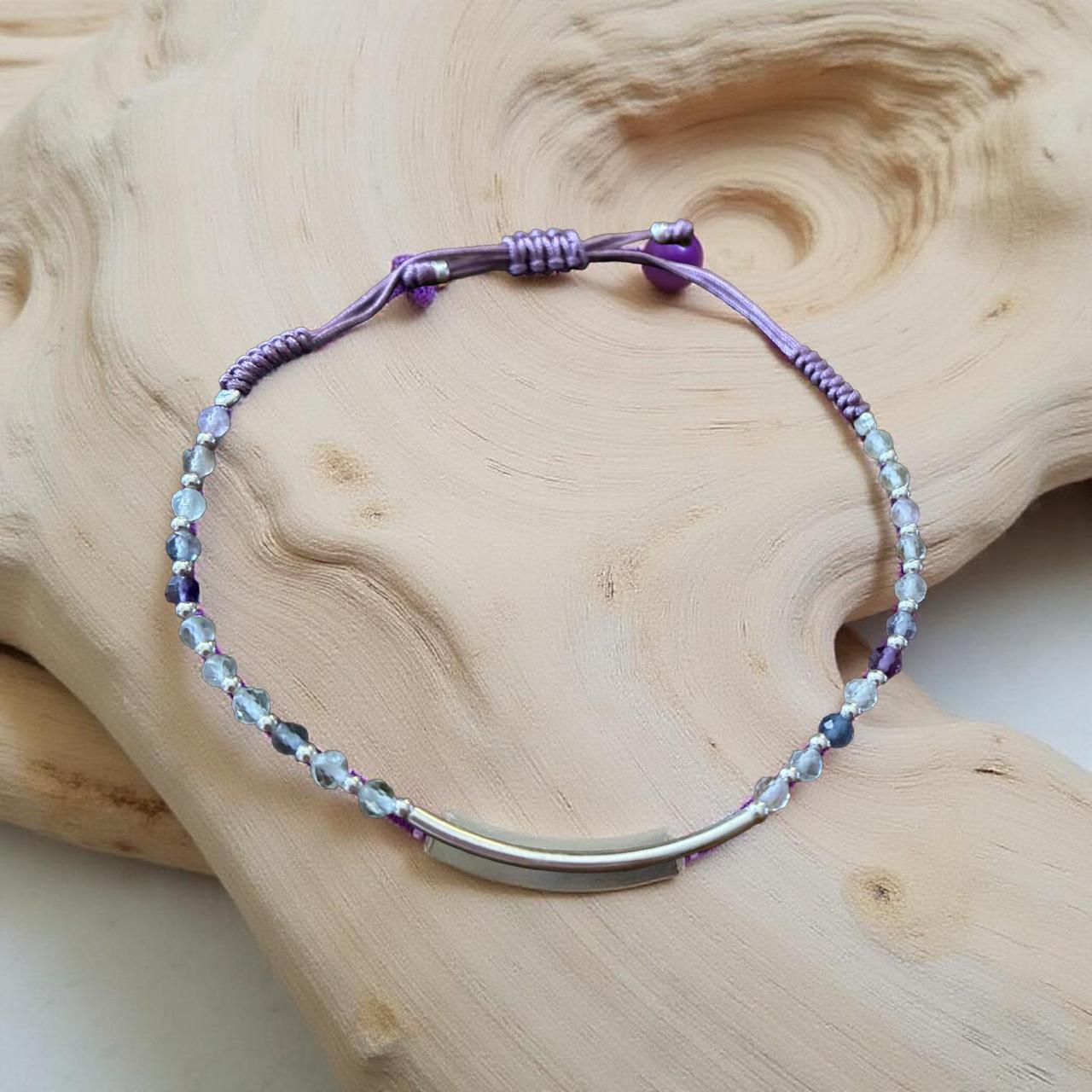 Pulsera Tous Cadena Motivo Oso De Plata Y Zafiro Lila Creado En Laboratorio